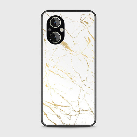 Oppo A96 5G Cover- White Marble Series 2 - HQ Ultra Shine Premium Infinity Glass Soft Silicon Borders Case