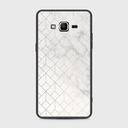Samsung Galaxy Grand Prime Cover- White Marble Series 2 - HQ Ultra Shine Premium Infinity Glass Soft Silicon Borders Case