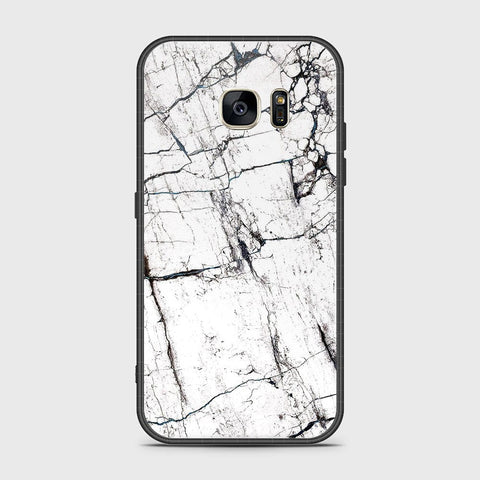 Samsung Galaxy S7 Cover- White Marble Series 2 - HQ Ultra Shine Premium Infinity Glass Soft Silicon Borders Case