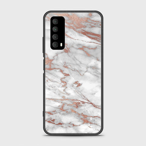 Huawei Y7a Cover- White Marble Series 2 - HQ Ultra Shine Premium Infinity Glass Soft Silicon Borders Case