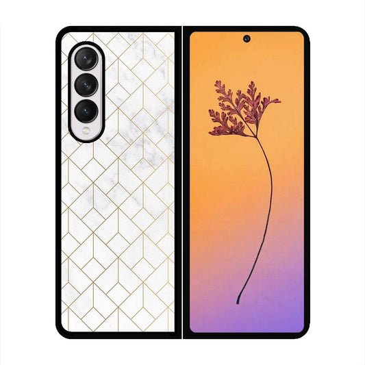 Samsung Galaxy Z Fold 4 5G Cover - White Marble Series 2 - HQ Premium Shine Durable Shatterproof Case - Soft Silicon Borders