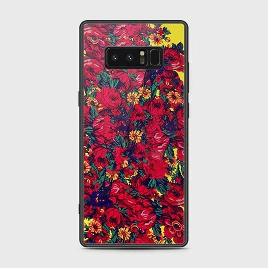 Samsung Galaxy Note 8 Cover - Floral Series - HQ Ultra Shine Premium Infinity Glass Soft Silicon Borders Case