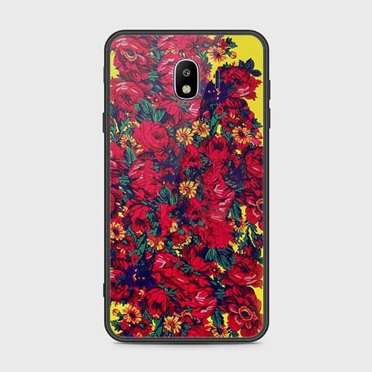 Samsung Galaxy J4 2018 Cover - Floral Series - HQ Ultra Shine Premium Infinity Glass Soft Silicon Borders Case