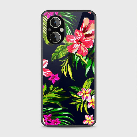 Oppo A96 5G Cover- Floral Series - HQ Ultra Shine Premium Infinity Glass Soft Silicon Borders Case