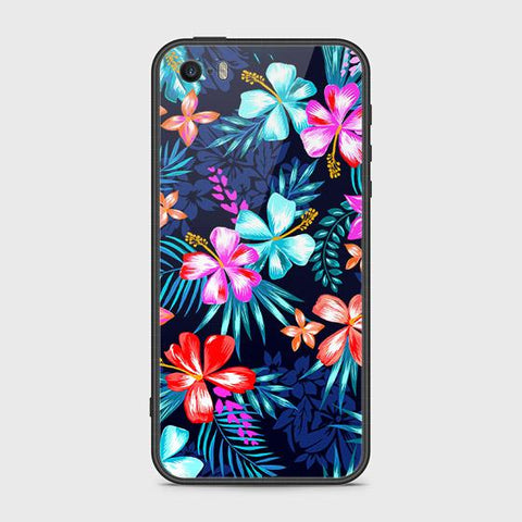 iPhone SE Cover - Floral Series - HQ Ultra Shine Premium Infinity Glass Soft Silicon Borders Case