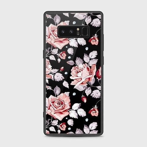 Samsung Galaxy Note 8 Cover - Floral Series - HQ Ultra Shine Premium Infinity Glass Soft Silicon Borders Case