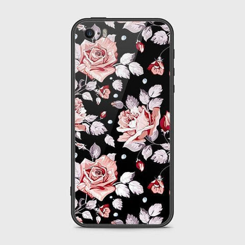 iPhone SE Cover - Floral Series - HQ Ultra Shine Premium Infinity Glass Soft Silicon Borders Case