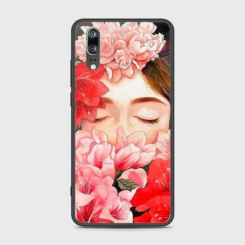 Huawei P20 Cover - Floral Series - HQ Ultra Shine Premium Infinity Glass Soft Silicon Borders Case