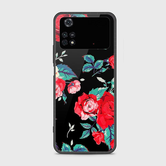Xiaomi Poco M4 Pro Cover- Floral Series - D144 - HQ Ultra Shine Premium Infinity Glass Soft Silicon Borders Case ( Fast Delivery )
