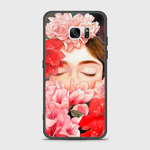 Samsung Galaxy S7 Edge Cover- Floral Series - HQ Ultra Shine Premium Infinity Glass Soft Silicon Borders Case