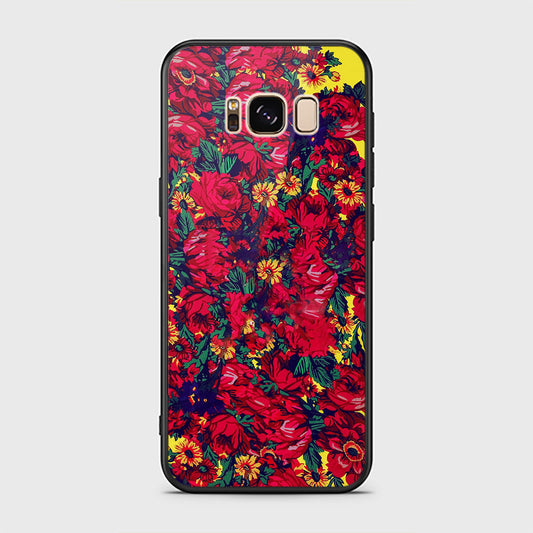 Samsung Galaxy S8 Cover- Floral Series - HQ Ultra Shine Premium Infinity Glass Soft Silicon Borders Case