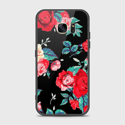 Samsung Galaxy S7 Cover- Floral Series - HQ Ultra Shine Premium Infinity Glass Soft Silicon Borders Case