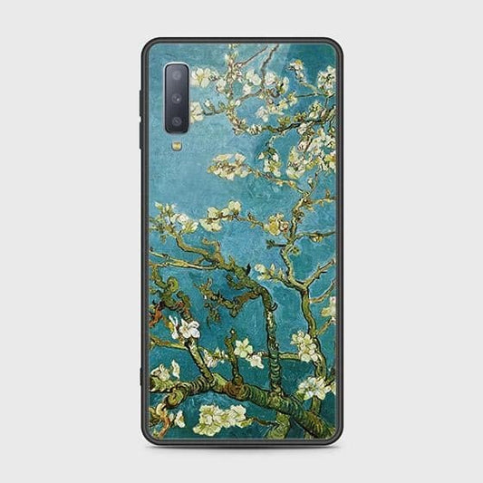 Samsung Galaxy A7 2018 Cover - Floral Series 2 - HQ Ultra Shine Premium Infinity Glass Soft Silicon Borders Case