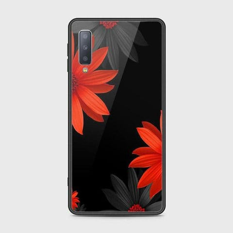 Samsung Galaxy A7 2018 Cover - Floral Series 2 - HQ Ultra Shine Premium Infinity Glass Soft Silicon Borders Case