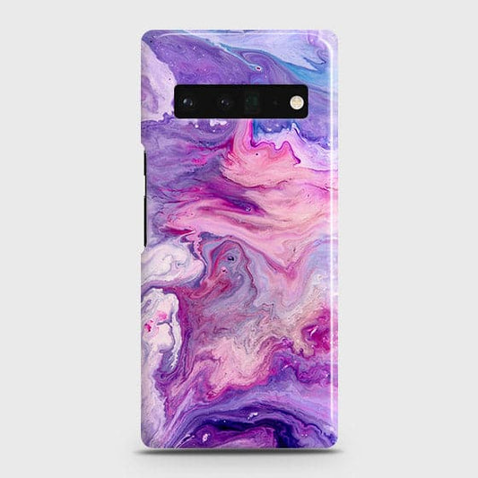 Google Pixel 6 Pro Cover - Chic Blue Liquid Marble Printed Hard Case with Life Time Colors Guarantee