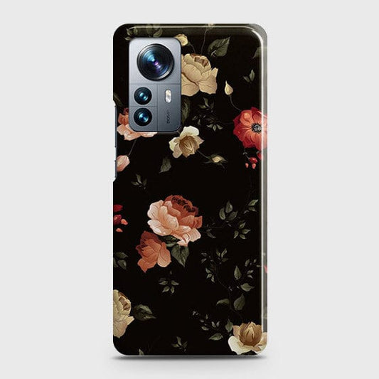 Xiaomi 12 Pro Cover - Matte Finish - Dark Rose Vintage Flowers Printed Hard Case with Life Time Colors Guarantee