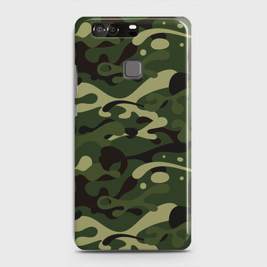 Huawei P9 Cover - Camo Series - Forest Green Design - Matte Finish - Snap On Hard Case with LifeTime Colors Guarantee