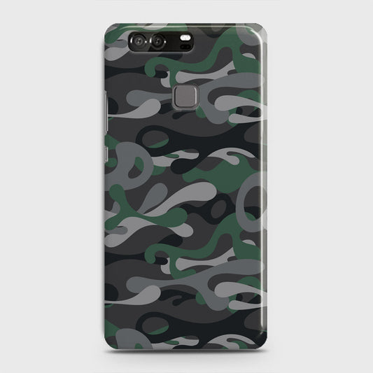 Huawei P9 Cover - Camo Series - Green & Grey Design - Matte Finish - Snap On Hard Case with LifeTime Colors Guarantee