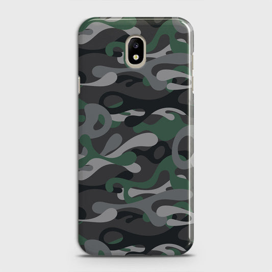 Samsung Galaxy J3 2018 Cover - Camo Series - Green & Grey Design - Matte Finish - Snap On Hard Case with LifeTime Colors Guarantee