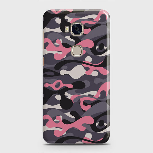 Huawei Honor 5X Cover - Camo Series - Pink & Grey Design - Matte Finish - Snap On Hard Case with LifeTime Colors Guarantee
