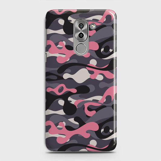 Huawei Honor 6X Cover - Camo Series - Pink & Grey Design - Matte Finish - Snap On Hard Case with LifeTime Colors Guarantee