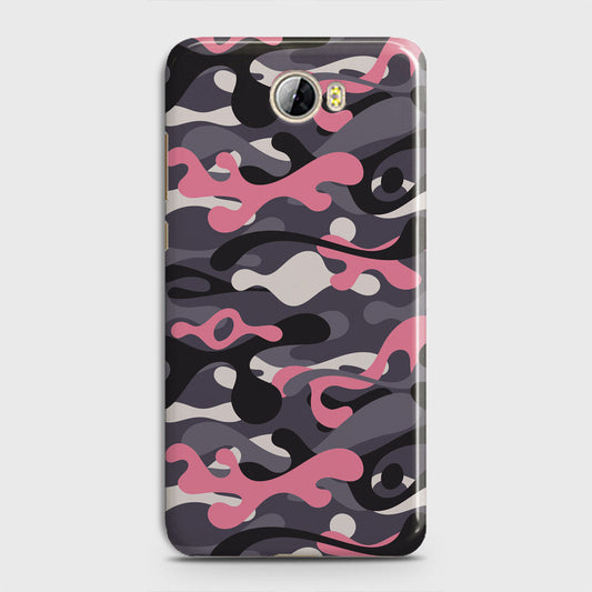 Huawei Y5 II Cover - Camo Series - Pink & Grey Design - Matte Finish - Snap On Hard Case with LifeTime Colors Guarantee