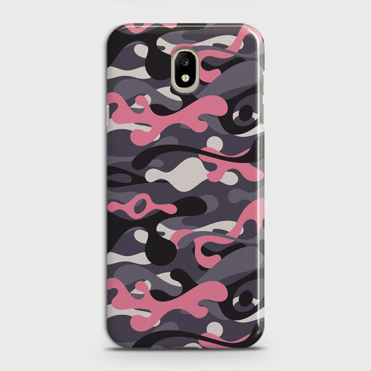 Samsung Galaxy J3 2018 Cover - Camo Series - Pink & Grey Design - Matte Finish - Snap On Hard Case with LifeTime Colors Guarantee