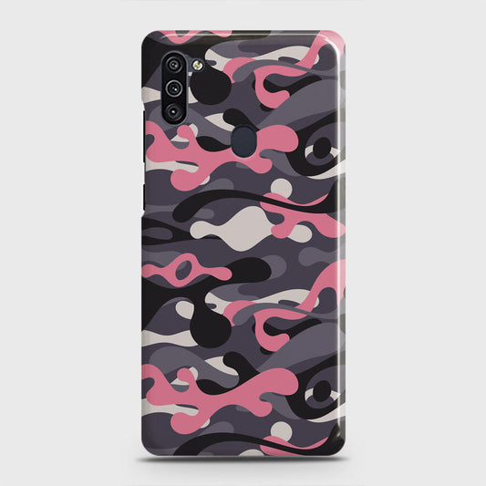 Samsung Galaxy M11 Cover - Camo Series - Pink & Grey Design - Matte Finish - Snap On Hard Case with LifeTime Colors Guarantee