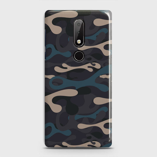 Nokia 7.1 Cover - Camo Series - Blue & Grey Design - Matte Finish - Snap On Hard Case with LifeTime Colors Guarantee
