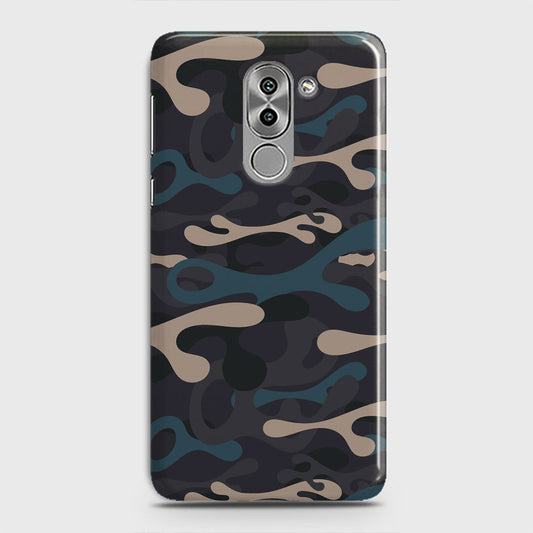 Huawei Honor 6X Cover - Camo Series - Blue & Grey Design - Matte Finish - Snap On Hard Case with LifeTime Colors Guarantee