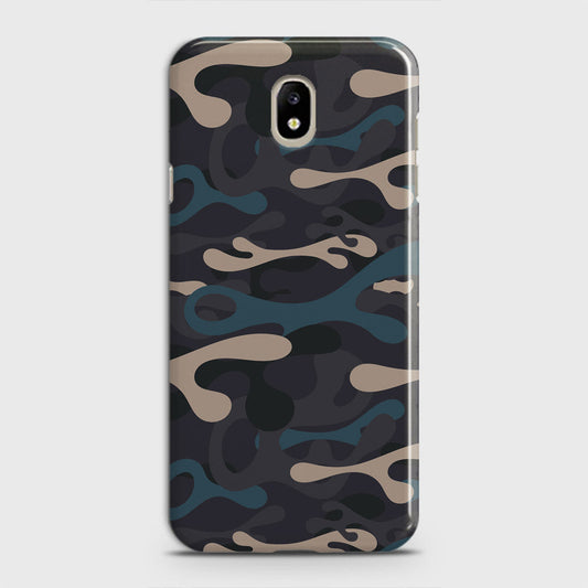 Samsung Galaxy J3 2018 Cover - Camo Series - Blue & Grey Design - Matte Finish - Snap On Hard Case with LifeTime Colors Guarantee