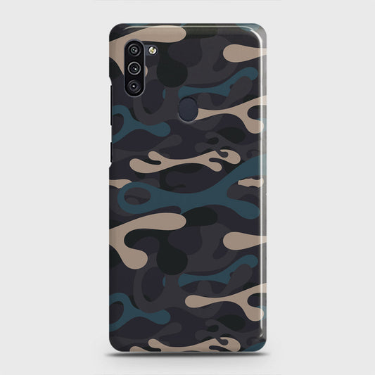 Samsung Galaxy M11 Cover - Camo Series - Blue & Grey Design - Matte Finish - Snap On Hard Case with LifeTime Colors Guarantee