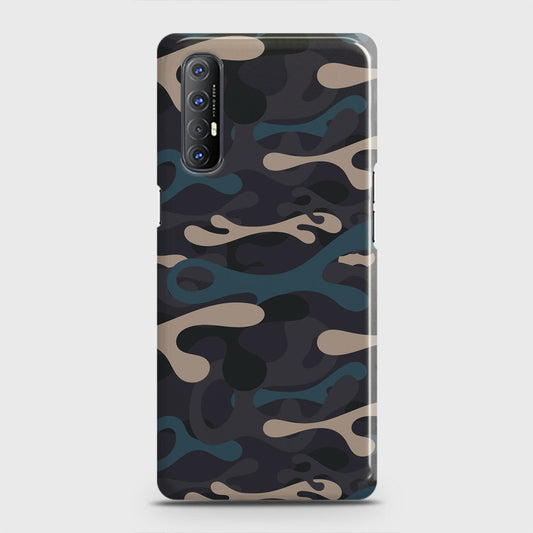 Oppo Reno 3 Pro Cover - Camo Series - Blue & Grey Design - Matte Finish - Snap On Hard Case with LifeTime Colors Guarantee