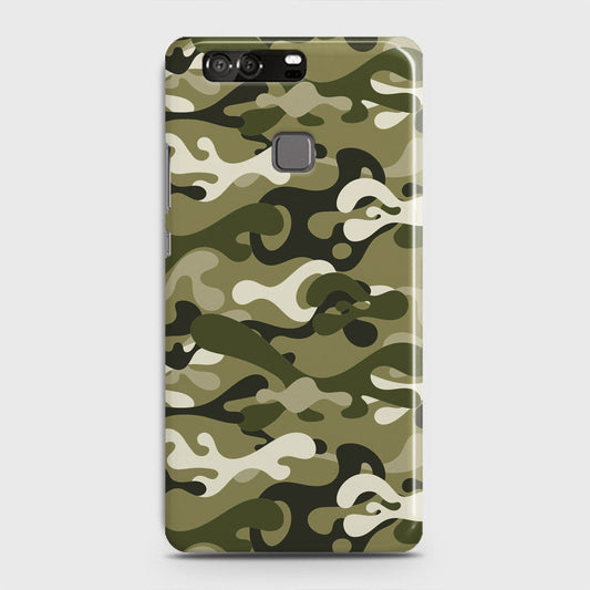 Huawei P9 Cover - Camo Series - Light Green Design - Matte Finish - Snap On Hard Case with LifeTime Colors Guarantee