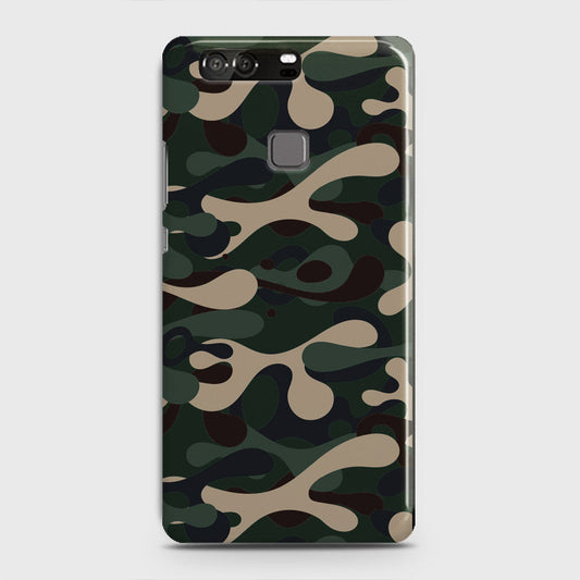 Huawei P9 Cover - Camo Series - Dark Green Design - Matte Finish - Snap On Hard Case with LifeTime Colors Guarantee