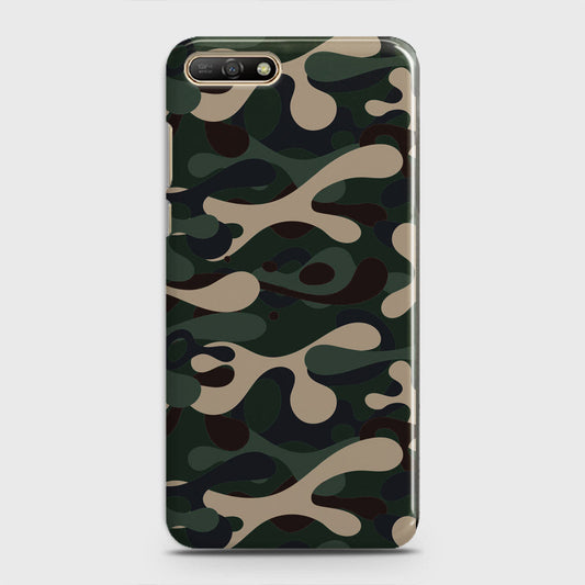 Huawei Y6 2018 Cover - Camo Series - Dark Green Design - Matte Finish - Snap On Hard Case with LifeTime Colors Guarantee