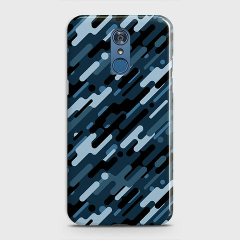 LG Q7 Cover - Camo Series 3 - Black & Blue Design - Matte Finish - Snap On Hard Case with LifeTime Colors Guarantee