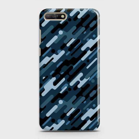 Huawei Y6 2018 Cover - Camo Series 3 - Black & Blue Design - Matte Finish - Snap On Hard Case with LifeTime Colors Guarantee