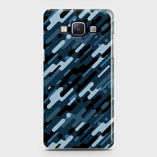 Samsung Galaxy E5 Cover - Camo Series 3 - Black & Blue Design - Matte Finish - Snap On Hard Case with LifeTime Colors Guarantee