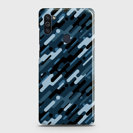 Samsung Galaxy M11 Cover - Camo Series 3 - Black & Blue Design - Matte Finish - Snap On Hard Case with LifeTime Colors Guarantee