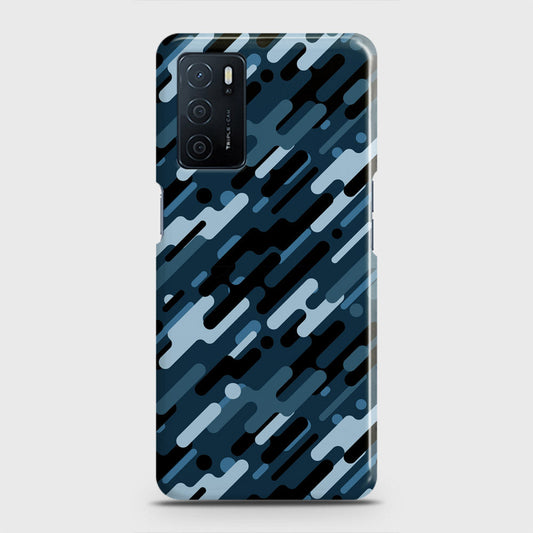 Oppo A16 Cover - Camo Series 3 - Black & Blue Design - Matte Finish - Snap On Hard Case with LifeTime Colors Guarantee