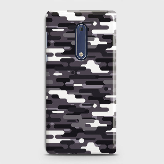 Nokia 5 Cover - Camo Series 2 - Black & White Design - Matte Finish - Snap On Hard Case with LifeTime Colors Guarantee