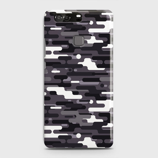 Huawei P9 Cover - Camo Series 2 - Black & White Design - Matte Finish - Snap On Hard Case with LifeTime Colors Guarantee