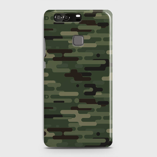 Huawei P9 Cover - Camo Series 2 - Light Green Design - Matte Finish - Snap On Hard Case with LifeTime Colors Guarantee