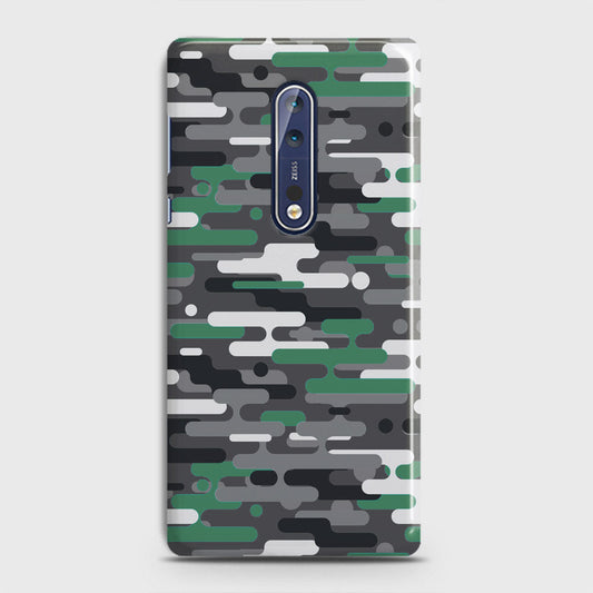 Nokia 8 Cover - Camo Series 2 - Green & Grey Design - Matte Finish - Snap On Hard Case with LifeTime Colors Guarantee
