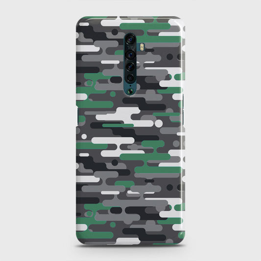 Oppo Reno 2 Cover - Camo Series 2 - Green & Grey Design - Matte Finish - Snap On Hard Case with LifeTime Colors Guarantee