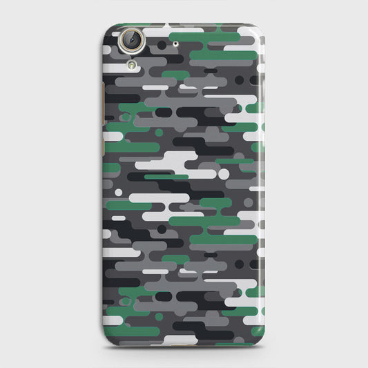Huawei Y6 II Cover - Camo Series 2 - Green & Grey Design - Matte Finish - Snap On Hard Case with LifeTime Colors Guarantee