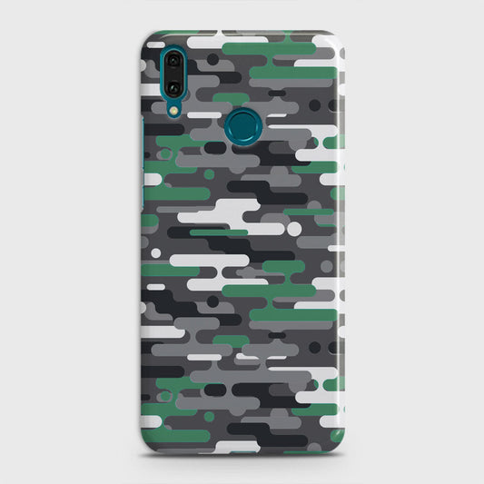 Huawei Y9 2019 Cover - Camo Series 2 - Green & Grey Design - Matte Finish - Snap On Hard Case with LifeTime Colors Guarantee