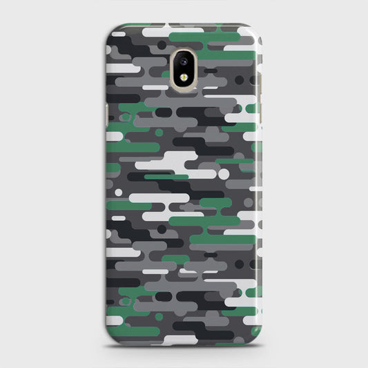 Samsung Galaxy J3 2018 Cover - Camo Series 2 - Green & Grey Design - Matte Finish - Snap On Hard Case with LifeTime Colors Guarantee