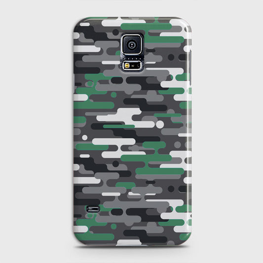 Samsung Galaxy S5 Cover - Camo Series 2 - Green & Grey Design - Matte Finish - Snap On Hard Case with LifeTime Colors Guarantee